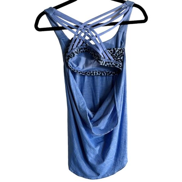 EUC - Lululemon Women’s Periwinkle Tank Wild Pattern Built in Bra Open Back Sz 4 - Picture 3 of 4